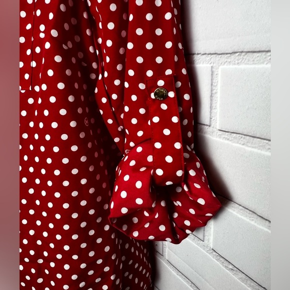 MICHAEL KORS dot print zip front red shirt / size S - Picture 8 of 14